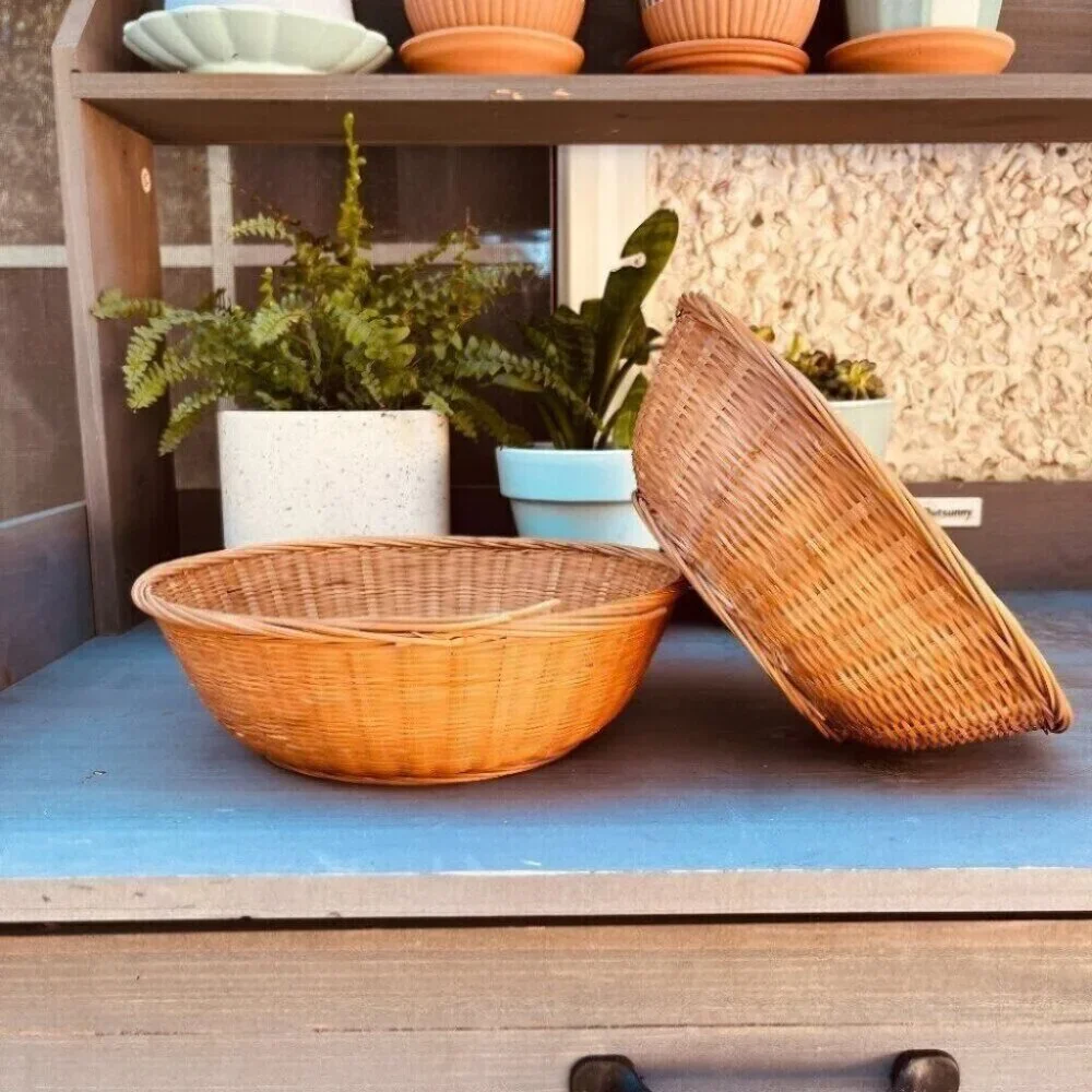 Woven Vintage Baskets Bowl Plants